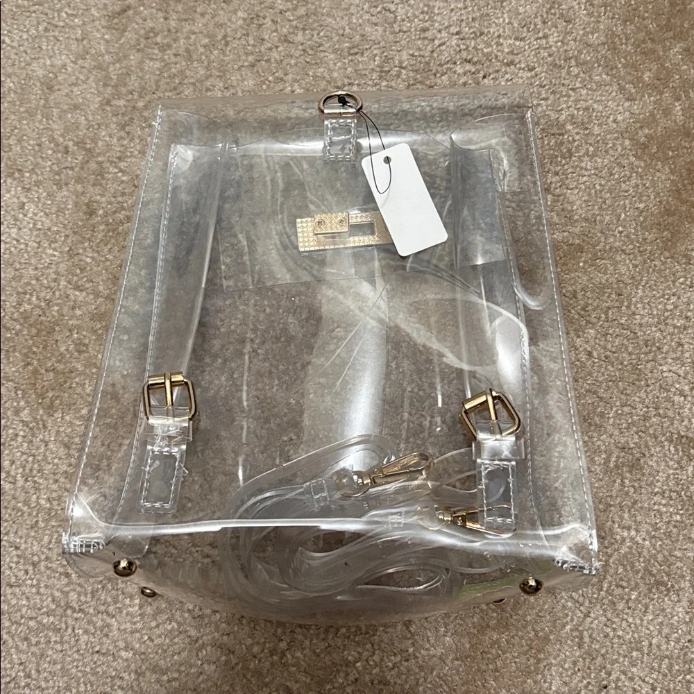 Transparent Clear Handbag with Gold Accents - Picture 2 of 3